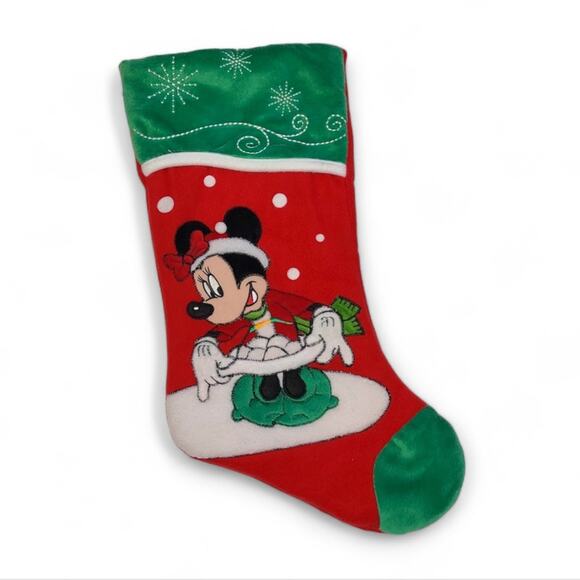 Disney‎ Minnie Mouse Red Fabric Christmas Stocking Snowfall - Picture 1 of 8